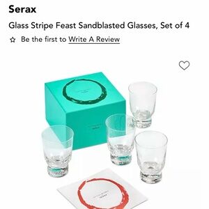 Bloomingdale's Clear Glass Stripe Sandblasted Glasses Set